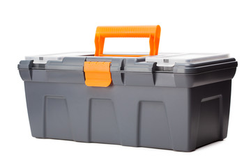 plastic toolbox on white background