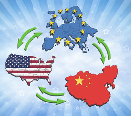 USA, Europe and China Interatction. - 40394995
