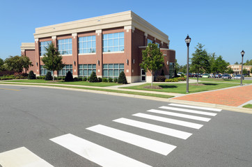 Office building with pedestrian crosswalk