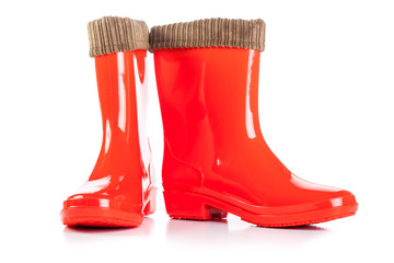 Red Rain Boots isolated on white
