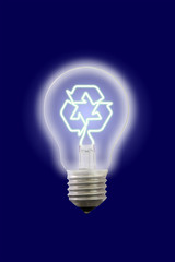 Recycle sign glow inner electric lamp.