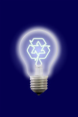 Recycle sign glow inner electric lamp.
