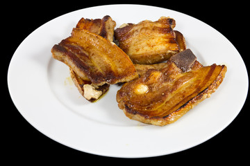 Cooked pork on plate