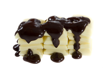 White chocolate with black melted chocolate