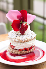 Delicious strawberry short cake with beautiful topping