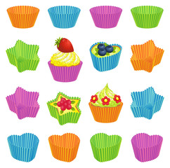 Cupcakes and colourful baking cups