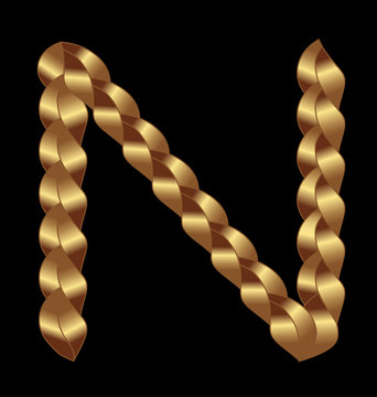 N woven gold letter