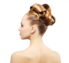 Fotobehang Creative hairstyle isolated on white background © Anton Maltsev