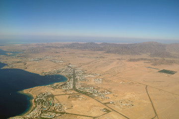 Aerial view desert and sea .Sinai,Sharm el Shieckh