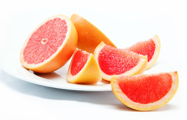 Fototapeta na wymiar Fresh grapefruit on a white background.
