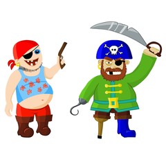 funny cartoon pirates - vector illustration