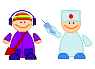 doctor with vaccine and guy