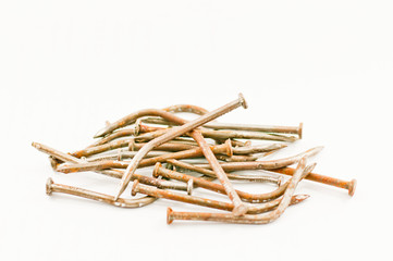 Rusty nails isolated on white background