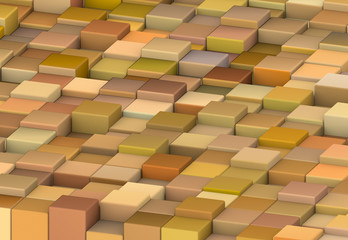 abstract 3d render cubes in different shades of orange