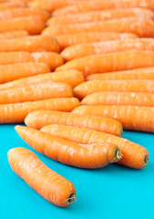 lots of fresh carrot on a blue background