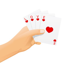 hand with love cards vector
