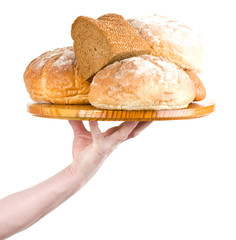 Beautiful bread set on white background