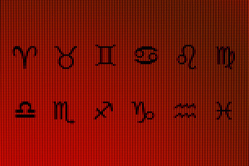 Constellation symbols in close-up on a computer screen