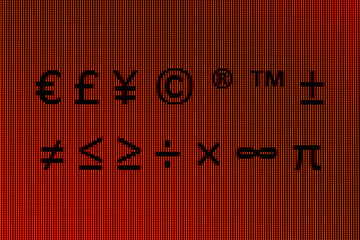 Symbols in close-up on a computer screen