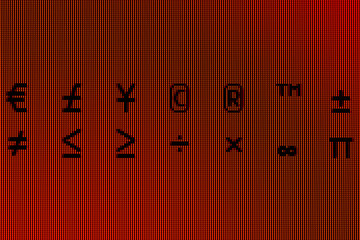 Symbols in close-up on a computer screen