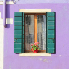 Colourful shuttered window, Burano island, Italy