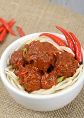 Xiu Mai - Vietnamese / Chinese pork meatballs in tomato sauce