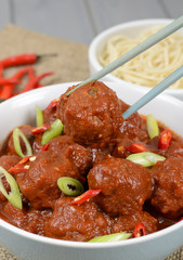 Xiu Mai - Vietnamese / Chinese pork meatballs in tomato sauce