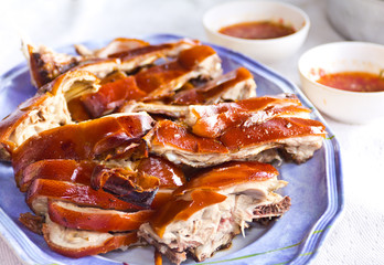 Grilled suckling pig on a plate