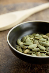 close up of roasted pumpkin kernels