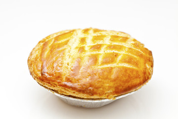 Chicken pie isolated on white background