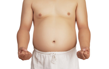 overweight man with big belly .
