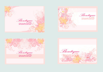 pink business floral card set