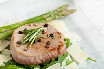 Delicious Beef on arugula salad and parmesan