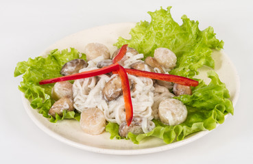 Popular Japanese Dish, with scallops and mushrooms