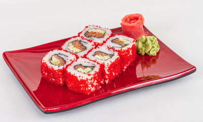 Tobiko Spicy Maki Sushi - Hot Roll with various type of Tobiko (