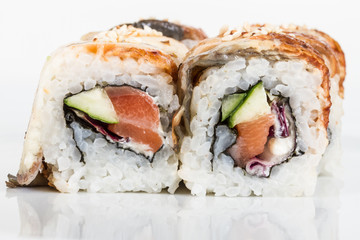 Japanese traditional Cuisine - Maki Roll with Cucumber , Cream C