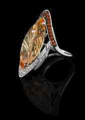 Precious Ring with brilliants and with topaz © Mamuka Gotsiridze