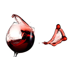 Red wine splash with a drop