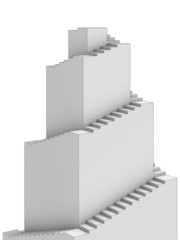 3d ziggurat structure with stairs and the podium on the top - obrazy, fototapety, plakaty