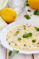Lemon and mint risotto