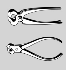 pliers silhouette on gray background