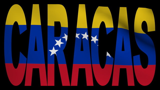 Caracas text with fluttering flag animation