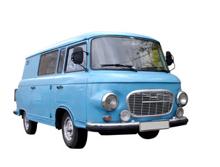 Isolated blue minivan