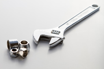 Adjustable spanner (monkey wrench) isolated clipping path