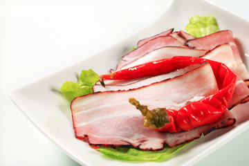 Thinly sliced bacon