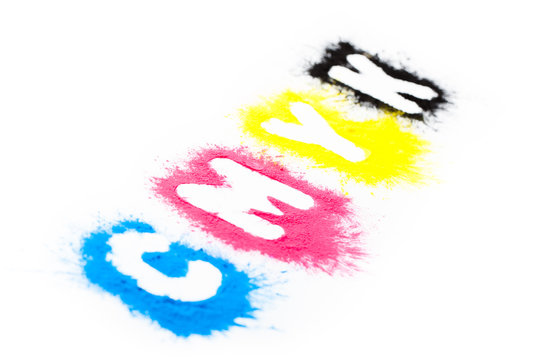 Druckfarben mit CMYK Schrift