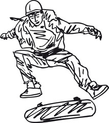 Sketch of Skateboard boy. Vector illustration