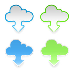 Obraz premium Vector cloud stickers with arrows, set of four