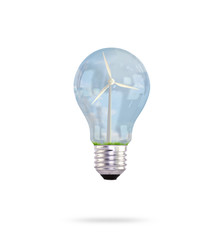 Light bulb with wind turbine inside