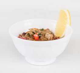 Asian spicy seafood noodle